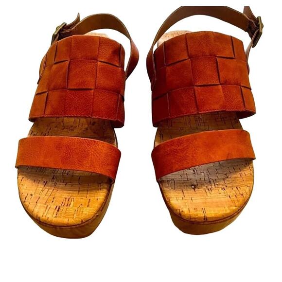 Korks by Korkease Fraya Wedge Platform Sandals in Burnt Orange Size 9M New - Picture 2 of 5